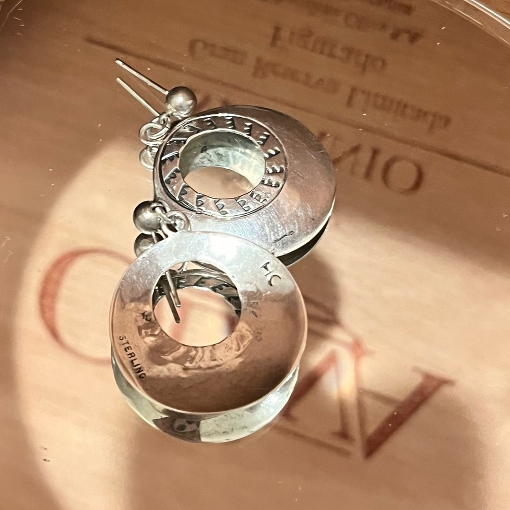 Vintage Solid Sterling Silver Circular Post Earri… - image 5